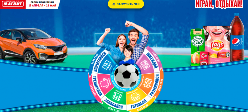 Акция с призами «Возьми футбол с собой на отдых!» в Магните до 22 мая 2018 года